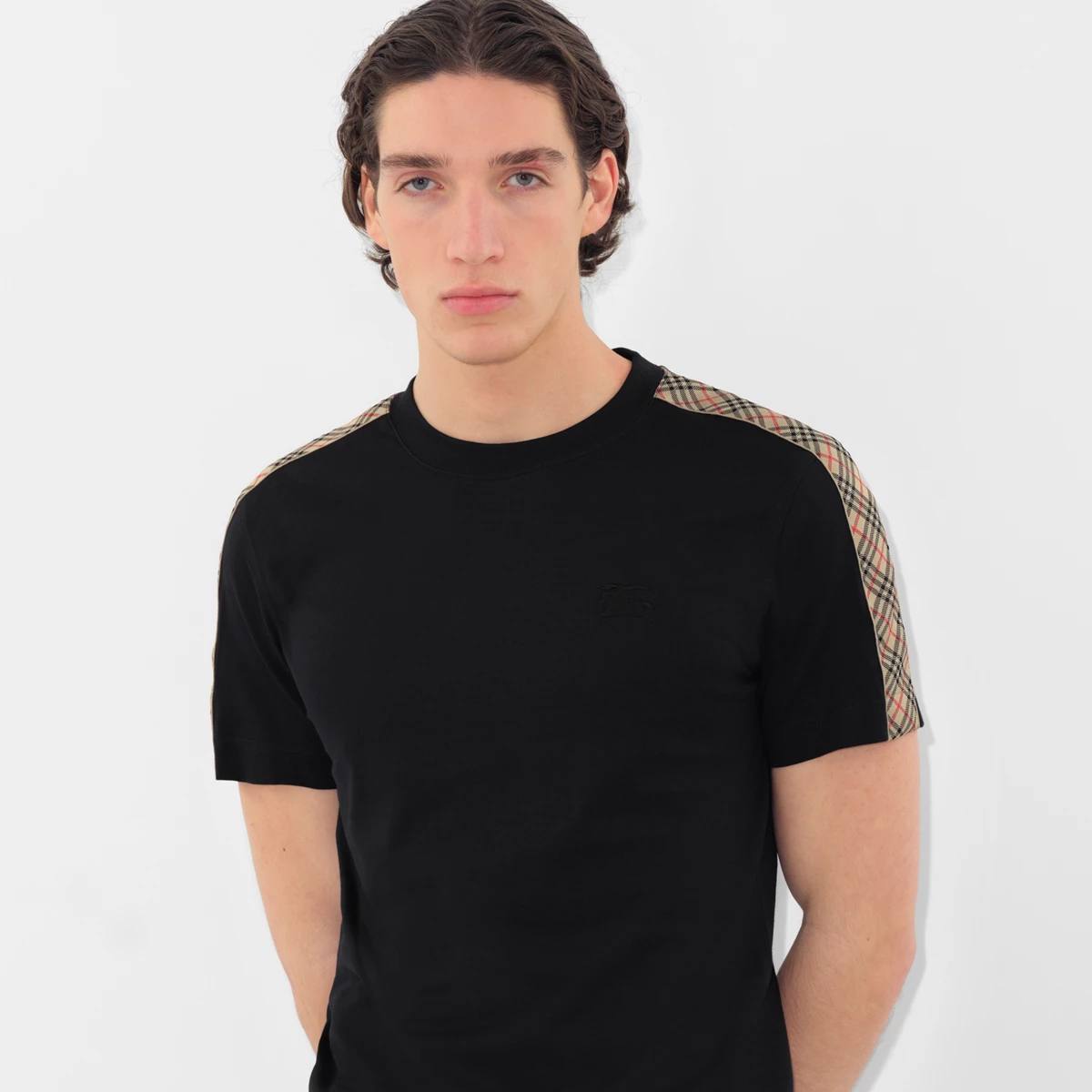 Check Trim Cotton T-shirt