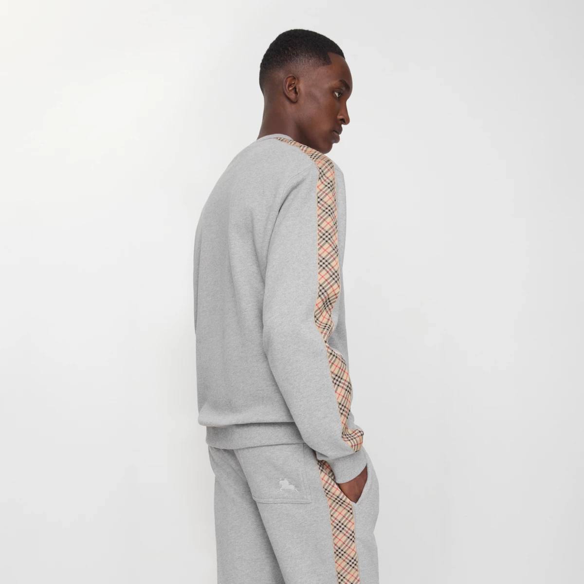 Check Trim Cotton Sweatshirt
