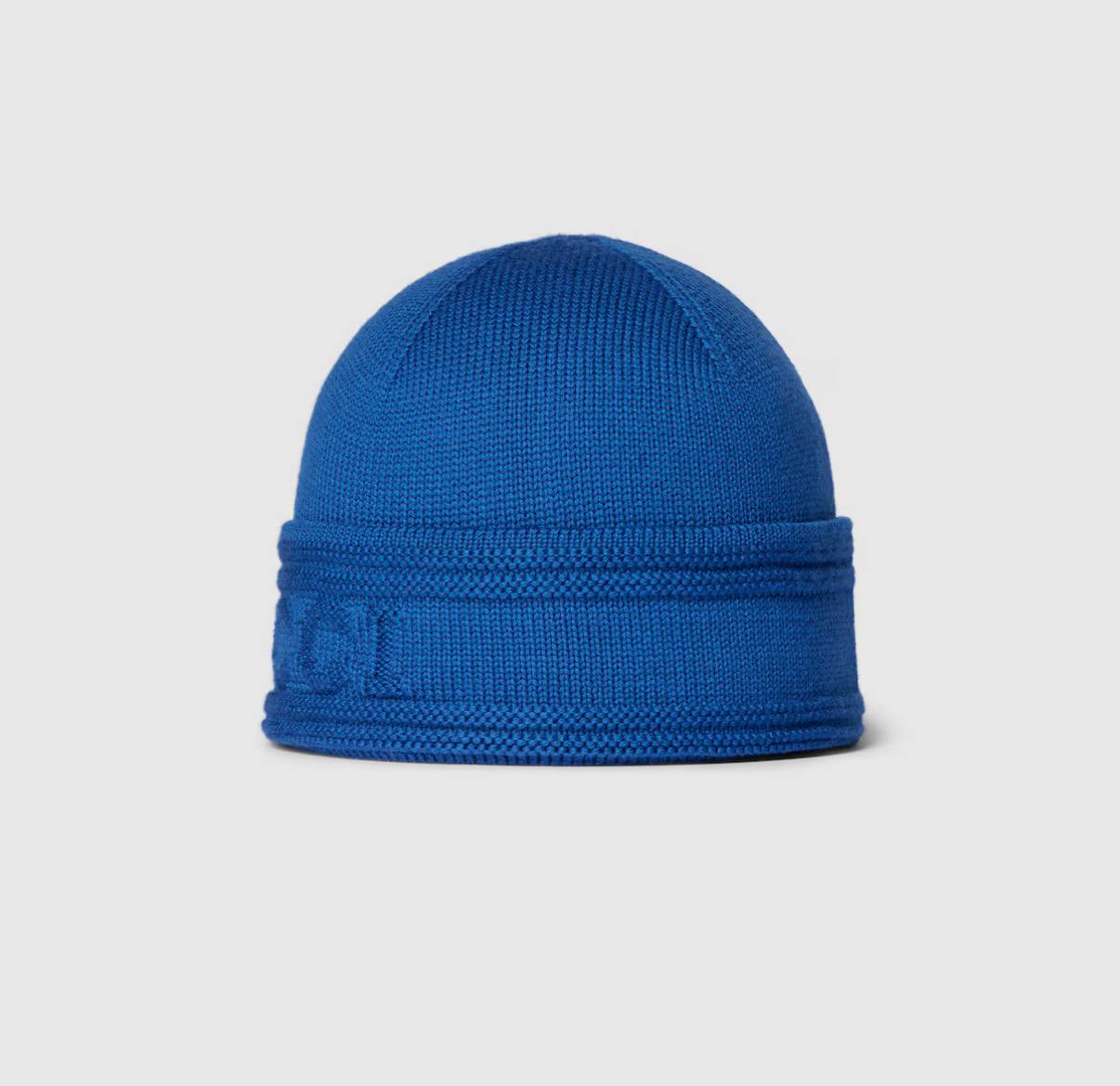 Knit wool hat with Gucci logo