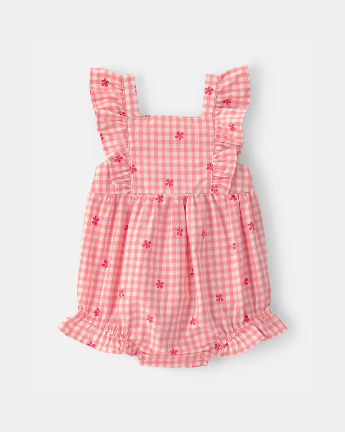 Baby Girl Gingham Flower Romper - Pink | Carter's
