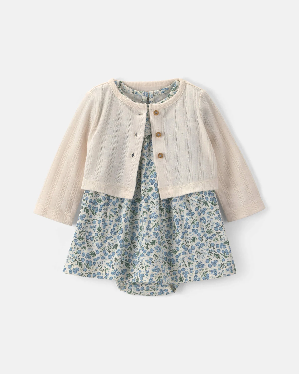 Baby Girl 2-Piece Floral Cardigan Dress Set - Blue | Carter's