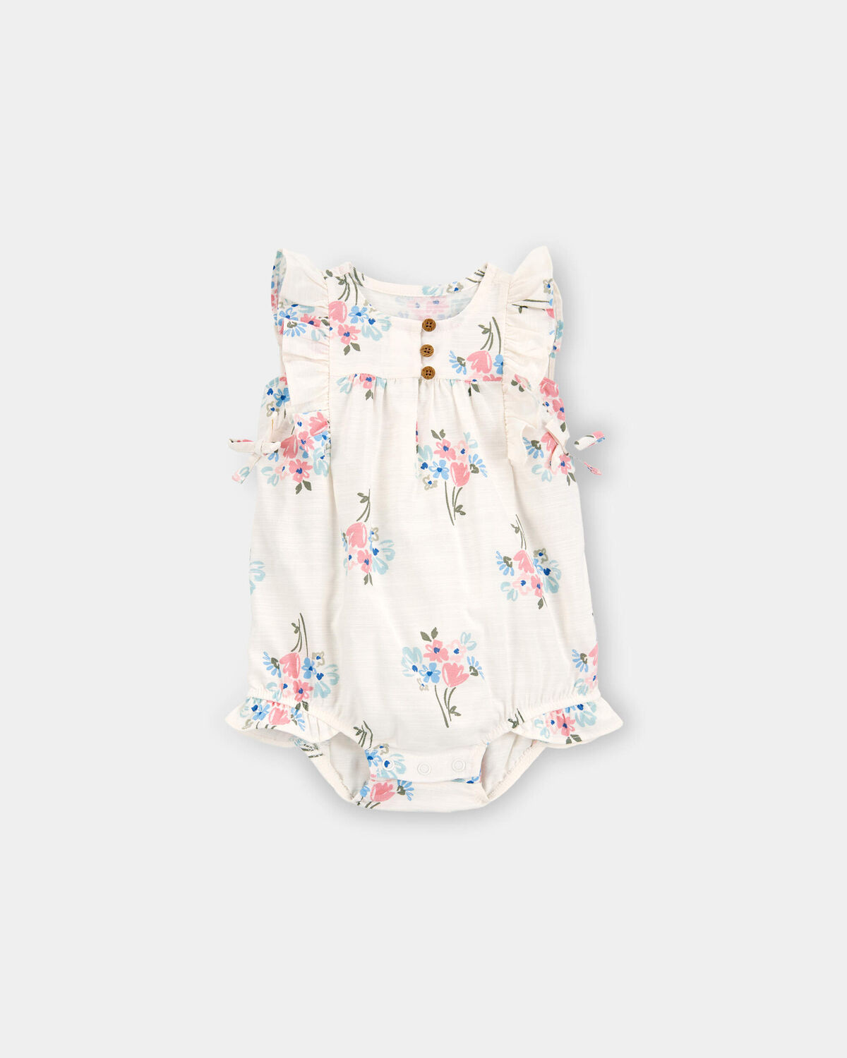 Baby Girl Floral Bubble Romper - Cream | Carter's